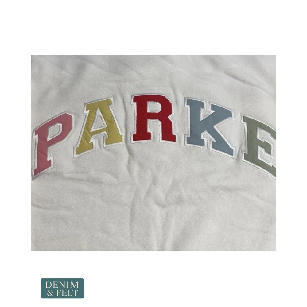 NEW Parke Heritage Varsity Mockneck Sweatshirt Paradise White Cotton Terry L/XL